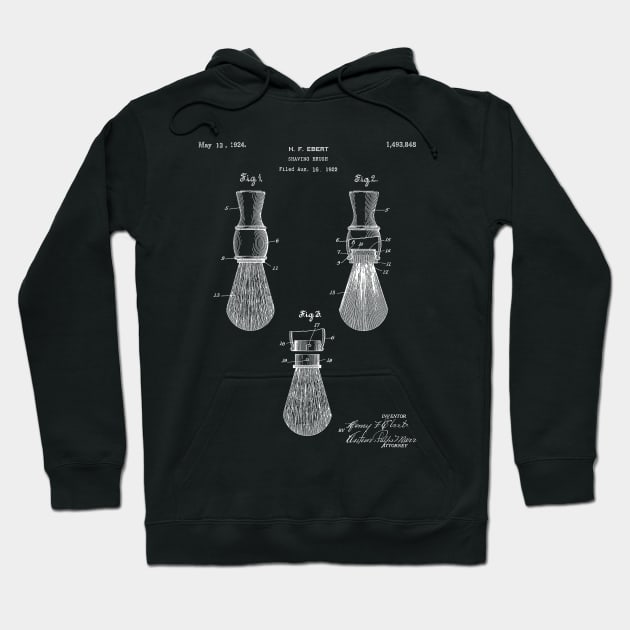 Shaving Brush Patent - Barber Stylist Barber Shop Art - Black Chalkboard Hoodie by patentpress